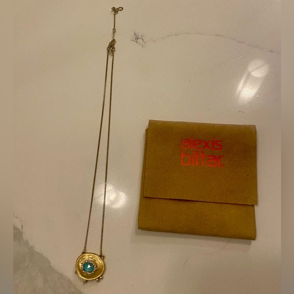 Alexis Bittar Gold adjustable Necklace with Turquoise & Crystal Accents - Picture 2 of 7